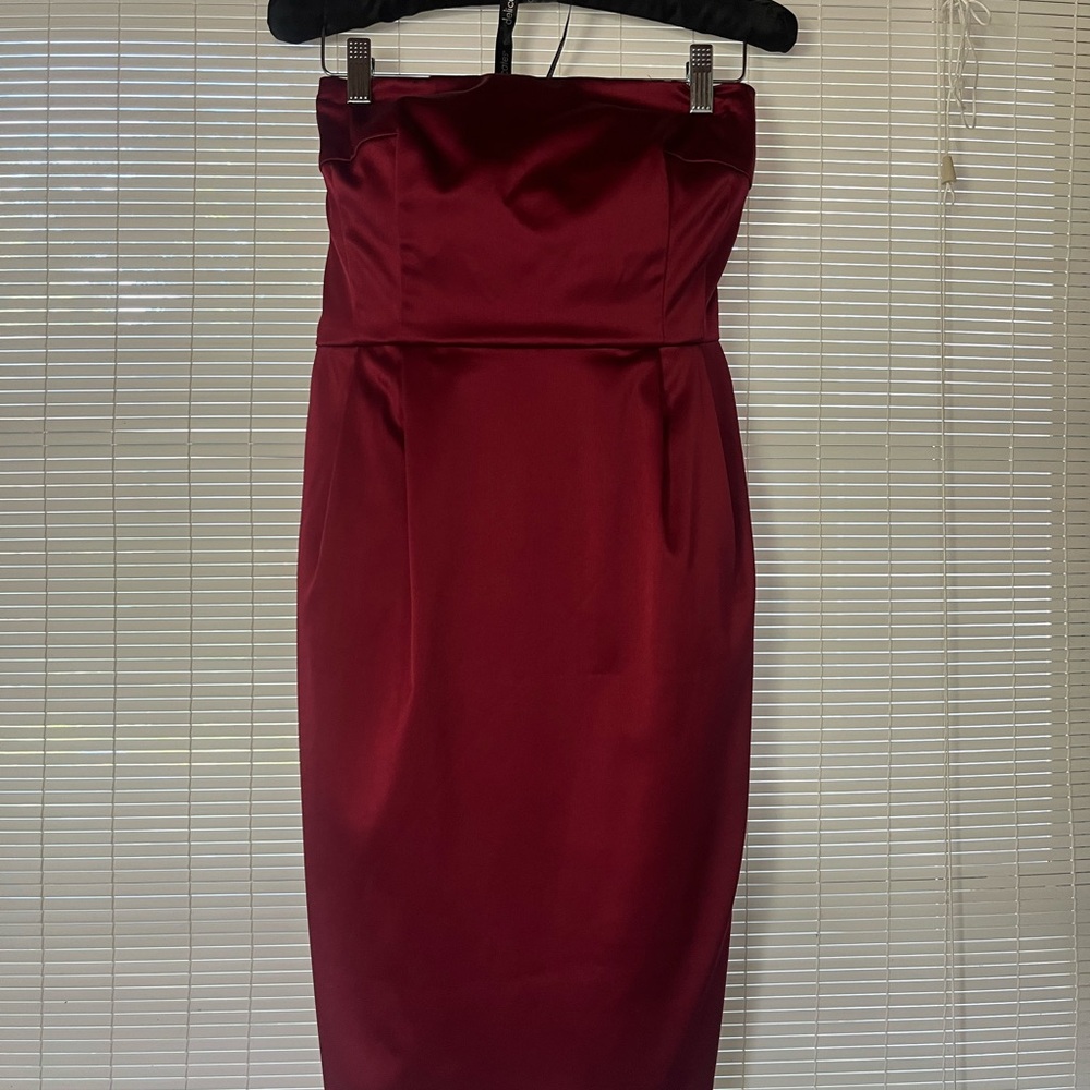Red Strapless Sheath Cocktail Dress